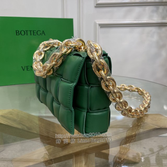 Bottega veneta高端女包 96008賽車綠 寶緹嘉新款枕頭鏈條包 BV經典款單肩斜挎手提女包  gxz1235